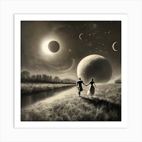 The Eclipse Courtship Of The Sun And Moon By Ge Art Print