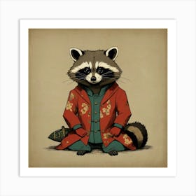 Japanese Raccoon 3 Art Print