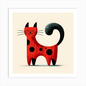 Red Cat Illustration Art Print