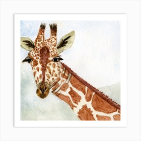 Giraffe Watercolor Painting Art Print