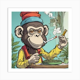 Monkey Smoking A Cigarette 1 Art Print