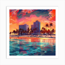 Sunset At The Beach 3 Art Print