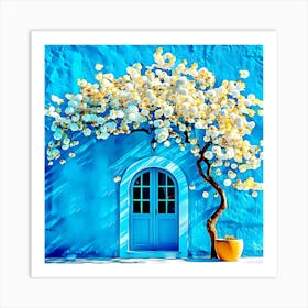 White Tree In Front Of House Art Print