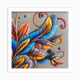 Colorful Feathers 15 Art Print