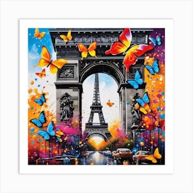 Paris With Butterflies 7 Art Print