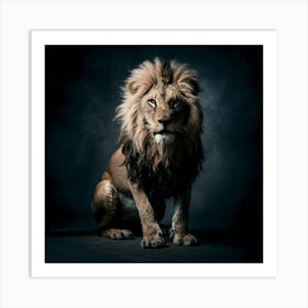 A Stunning Highquality Studio Photo Of A Lion (2) Art Print