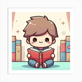 Books Design Collection Cartoon Reading Book Book Collection (7) Art Print