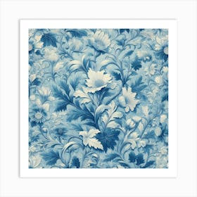 Floral Pattern In Blue And White 1 Art Print