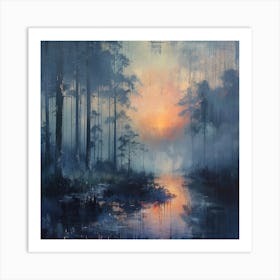 Sunset In The Woods 1 Art Print