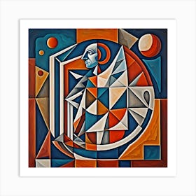 Man In Conflict Cubism Style Art Print