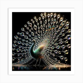 Peacock With Bubbles 2 Art Print