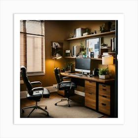 A Photo Of A Professional Office With A Desk And A (1) Art Print