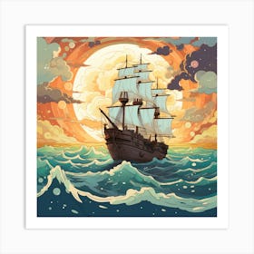 Sailing Ship In The Sea Art Print