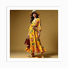 Yellow Floral Maxi Dress 1 Poster