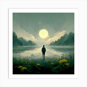 Man In The Moonlight 1 Art Print