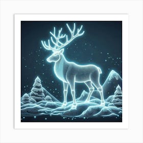 Deer In The Snow Art Print