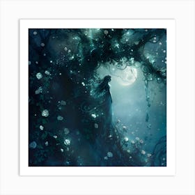 Dryad In The Moonlight Art Print