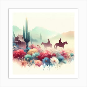 Cowboys In The Desert 2 Art Print