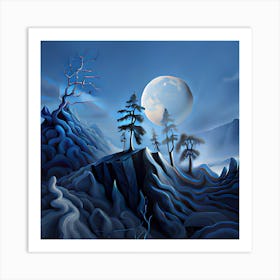 Moon And Trees Art Print