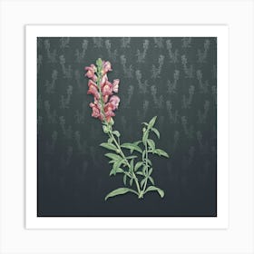 Vintage Red Dragon Flowers Botanical on Slate Gray Pattern n.1288 Art Print