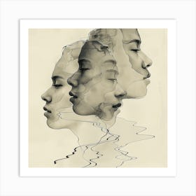 Reflection of Women'S Faces - Line art, reflection art, abstract art, abstract painting  city wall art, colorful wall art, home decor, minimal art, modern wall art, wall art, wall decoration, wall print colourful wall art, decor wall art, digital art, digital art download, interior wall art, downloadable art, eclectic wall, fantasy wall art, home decoration, home decor wall, printable art, printable wall art, wall art prints, artistic expression, contemporary, modern art print, Art Print