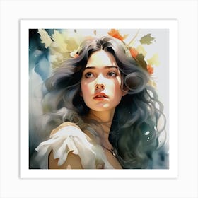 Watercolor Of A Girl Art Print