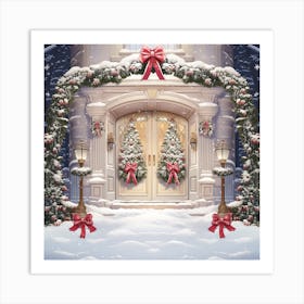 Christmas Door Art Print