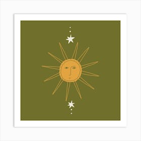 Boho Sacred Sun Face Art Print