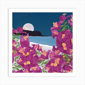 Purple Flowers On The Beach Art Print