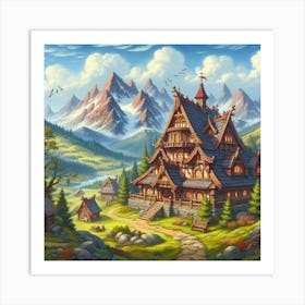 Viking Village 1 Art Print