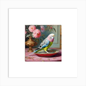 Budgie on a bowl chinoiserie 2 Art Print