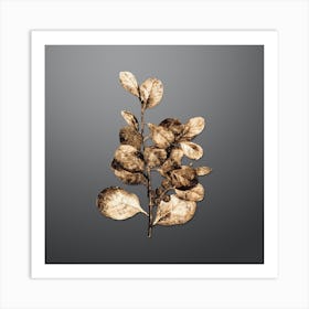 Gold Botanical Lingonberry Evergreen Shrub on Soft Gray n.2507 Art Print