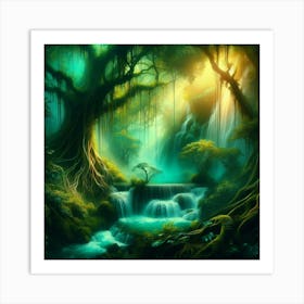 Waterfall In The Forest Art Print