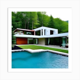 Modern House In The Woods Art Print