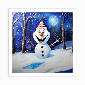 Joyful Snowman Painting A Festive Winter Scene 1 Art Print