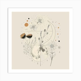 Minimalist Boho Celestial Moon 20 Art Print