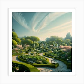 Stunning And Dreamlike Cinematic Photograph Of A Beautiful Garden Art Print