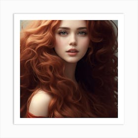 Beautiful Red Haired Girl Art Print