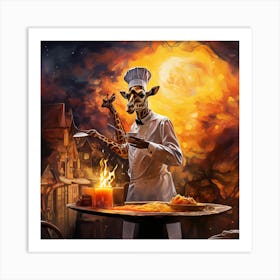 Giraffe Chef Art Print