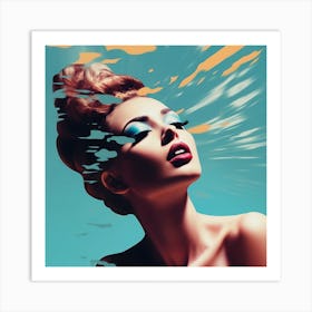 Swimming Retro Style Art Print