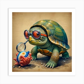 Turtle With Glasses Art Print