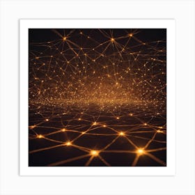 A Glowing Neural Network Of Interconnected Nodes In A Grid On A Dark Background 2 Art Print