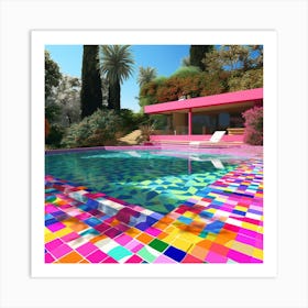 Colorful House With Swimming Pool Art Print