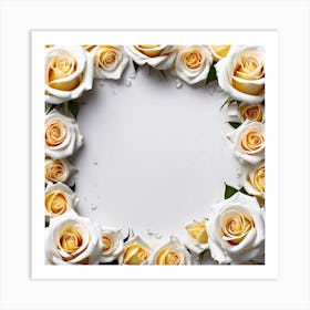 White And Yellow Roses Art Print