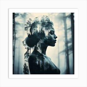 Woman In The Forest Art Print