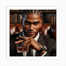 Portrait Of A Man With A Cigar-15 Art Print