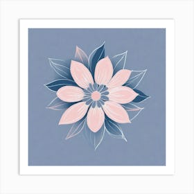 A White And Pink Flower In Minimalist Style Square Composition 692 Art Print