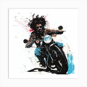 Man Riding A Motorcycle 1 Art Print