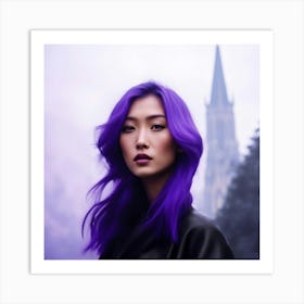 Portrait Of A Young Woman With Purple Hair Art Print