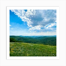 A Panoramic Scene Capturing The Essence Of A Clear Spring Day In Nature Soft Sunlight Filtering Thr (4) Art Print